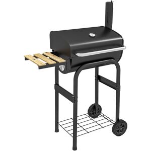 Outsunny - Charcoal Barbecue bbq Grill Trolley w/ Shelves, Lid and Thermometer - Black