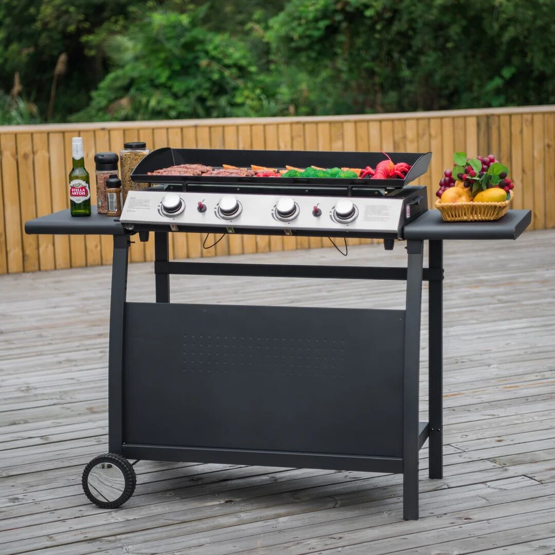 Photos - BBQ / Smoker Callow Retail Callow 4 Burner Gas BBQ Plancha with Detachable Trolley blac