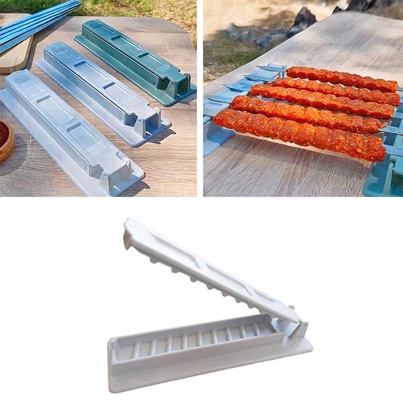 The Red Sun New Kebab Maker Single Row Barbecue Meat Skewers Grill Reusable Convenient Camping Picnic BBQ Accessories Tools Kitchen Gadget