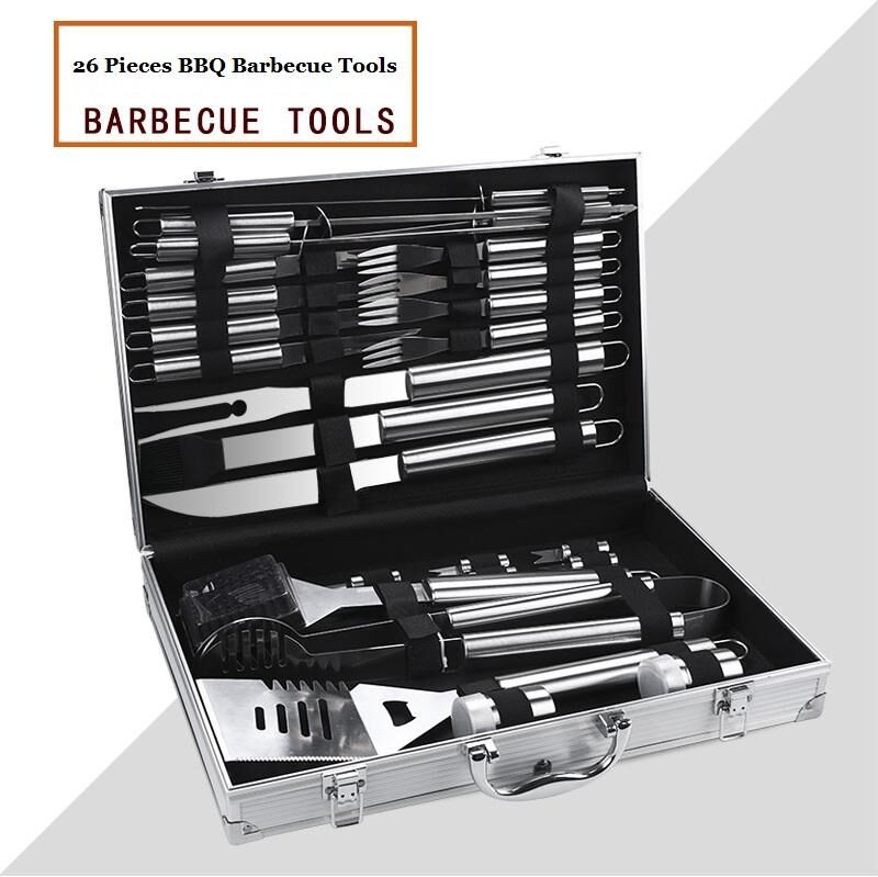 HCoutdoor Aluminum Box 26 Pieces BBQ Barbecue Tools Stainless Steel Barbecue Outdoor Barbecue Products