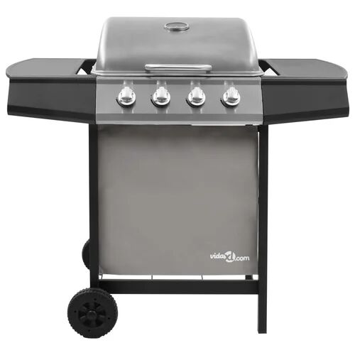 vidaXL 48.5cm 4-Burner Natural Gas Barbecue Grill with Side Shelf vidaXL Finish: Black/Silver  - Size: 47 cm H x 36 cm W x 36 cm D