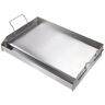 VEVOR Stove Top Griddle, 23.5"x16" Pre-Seasoned Stainless Steel Griddle, Rectangular Double Burner Griddle Pan, Non-Stick Family Pan Cookware with Handles and Oil Groove, for BBQ, Gas Grills, Silver