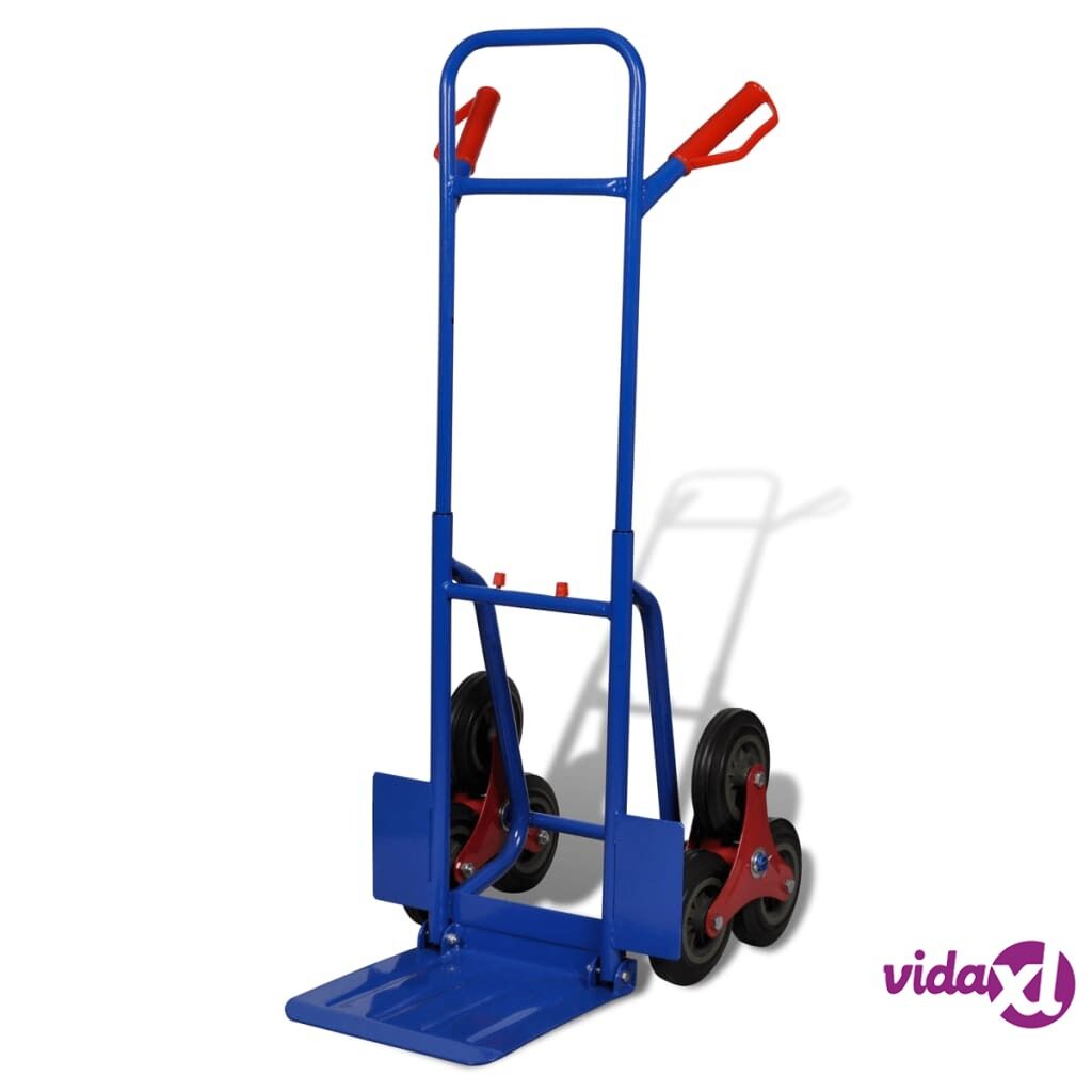 vidaXL Folding Sack Truck with 6 Wheels Blue