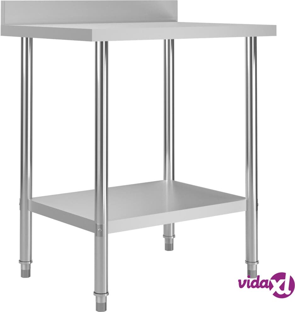 vidaXL Kitchen Work Table with Backsplash 80x60x93 cm Stainless Steel