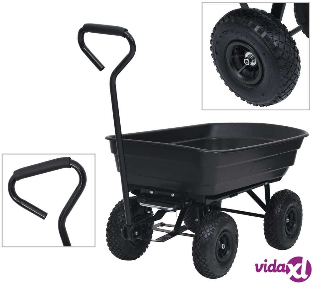 vidaXL Garden Tipping Hand Cart 300 kg 75L Black