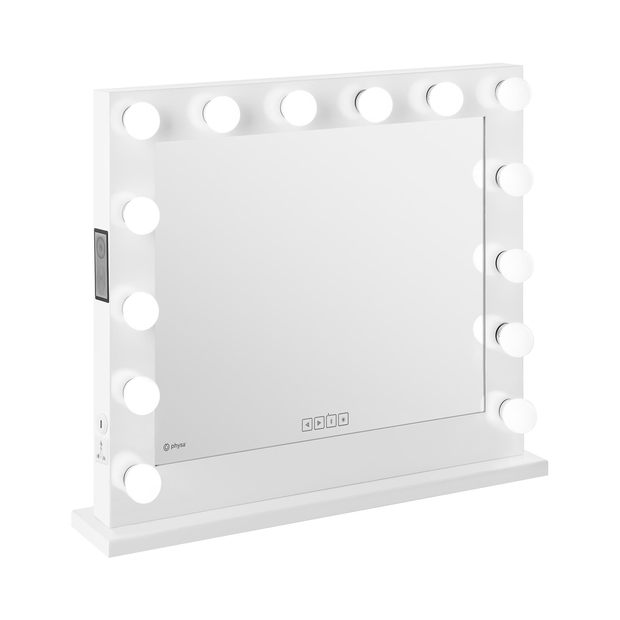 physa Miroir lumineux maquillage - Blanc - 14 LED - Rectangle - Avec haut-parleur PHY-CMS-8 WHITE