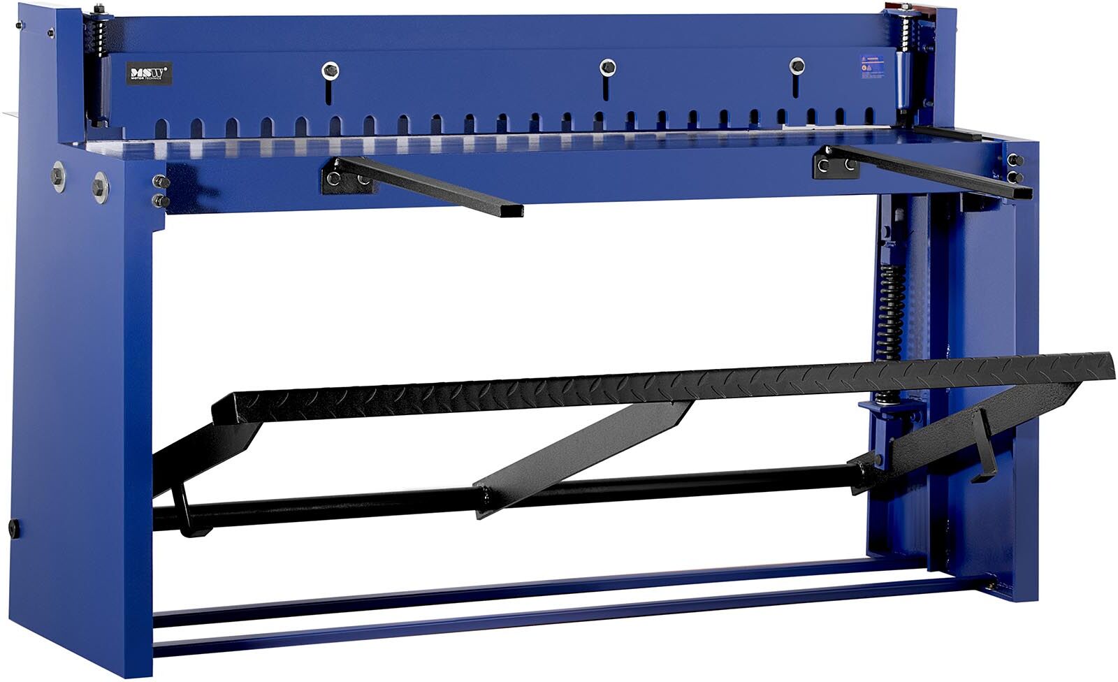 MSW Cisaille à tôle avec piétement - Pédale - Longueur de coupe de 1 500 mm - Matériaux d'une épaisseur de 1,2 mm ou moins - Butée arrière 0 - 840 mm MSW-HS-F1500