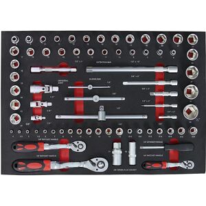kaiserkraft Werkzeug-Shadowboards, Steckschlüssel-Satz, für BxT 536 x 410 mm, 63-teilig