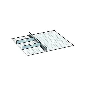 LISTA Einteilungs-Set für Schubladenmaße 612 x 612 mm, Aluminium, 1 Schlitzwand, 2 Trennbleche, Fronthöhe 300 mm