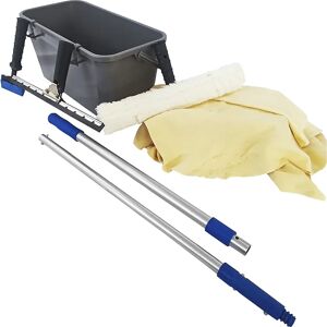 eurokraft basic Fensterreinigungs-Set, mehrteilig, grau / blau