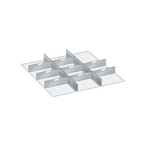 LISTA Schubladeneinteilungsmaterial-Set, 2 Schlitzwände und 8 Trennbleche, 10-teilig, für Fronthöhe 75 mm
