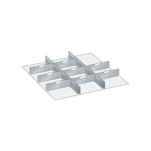 LISTA Schubladeneinteilungsmaterial-Set, 2 Schlitzwände und 8 Trennbleche, 10-teilig, für Fronthöhe 100, 125 mm