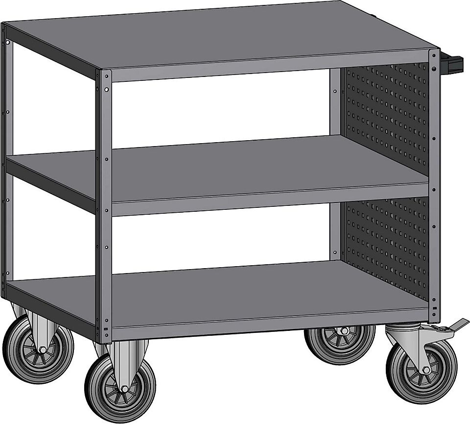 Montagehilfswagen, 3 Etagen mit Lochwand Gesamtbreite 750 mm