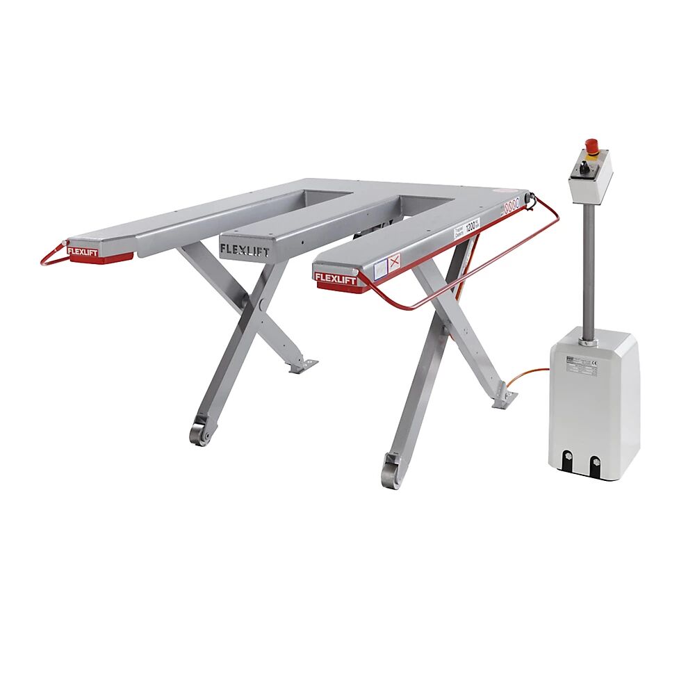 Flexlift Flachform-Hubtisch, Baureihe E Tragfähigkeit 300 kg LxB 1300 x 1150 mm, 400 V Drehstrom