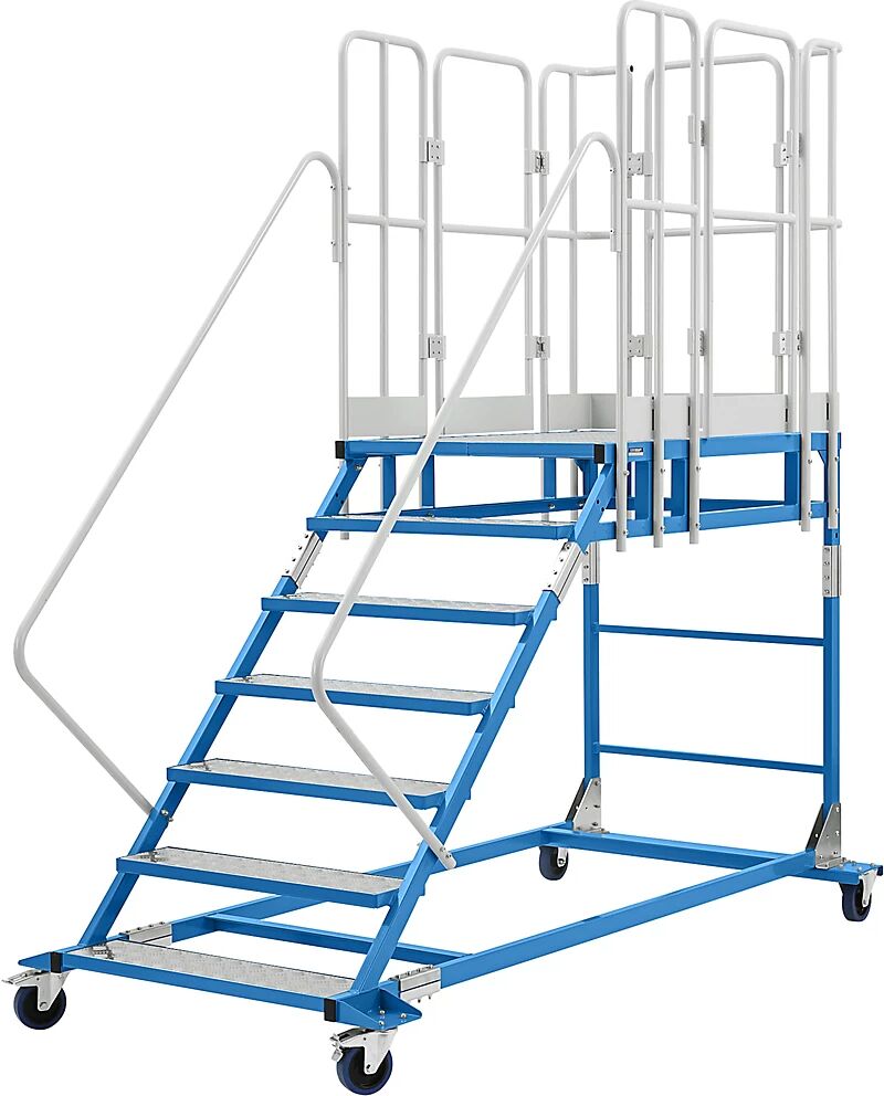 EUROKRAFTpro Plattformtreppe XXL mit Aluminiumeinlagen, Plattformgröße 810 x 1250 mm 7 Stufen