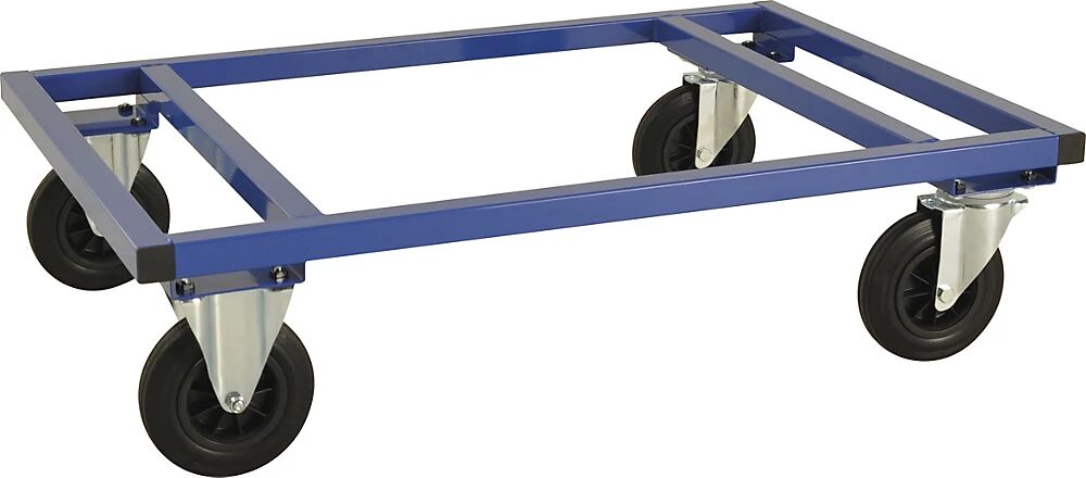 Kongamek Paletten-Fahrgestell KM217 LxBxH 1200 x 800 x 305 mm blau, 2 Lenkrollen mit Stopp, 2 Bockrollen, ab 5 Stk