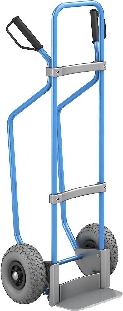 EUROKRAFTpro Sackkarre mit Kufen, blau Schaufel-BxT 280 x 140 mm, verzinkt PU-Bereifung, ab 5 Stk