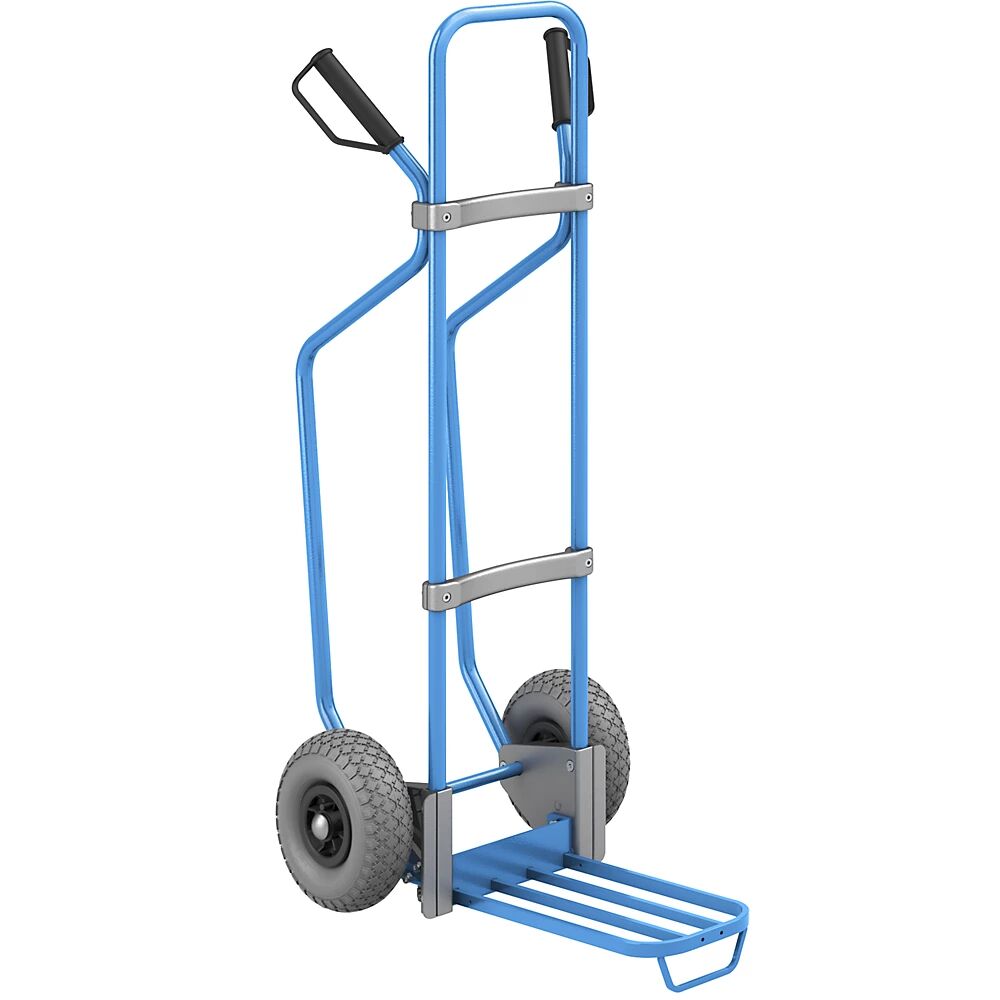 EUROKRAFTpro Sackkarre mit Kufen, blau Paketschaufel BxT 430 x 250 mm, blau, mit Griff PU-Bereifung, ab 5 Stk