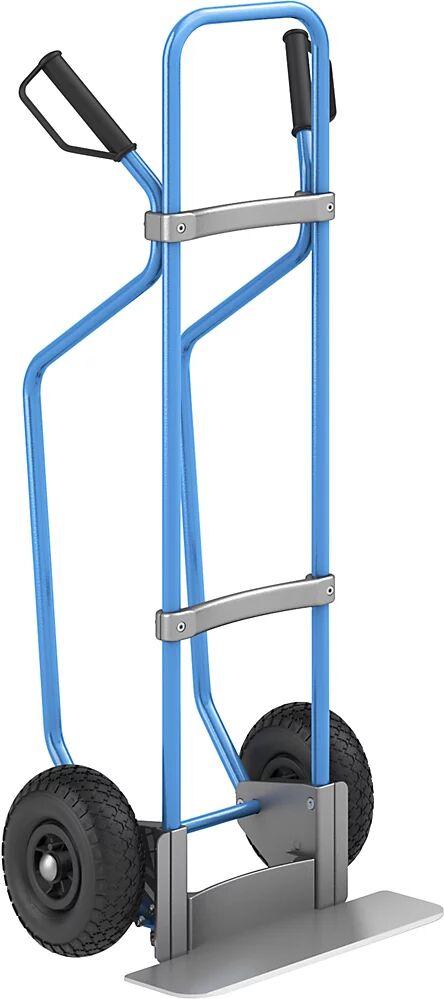 EUROKRAFTpro Sackkarre mit Kufen, blau Schaufel-BxT 450 x 160 mm, Alu Luftbereifung