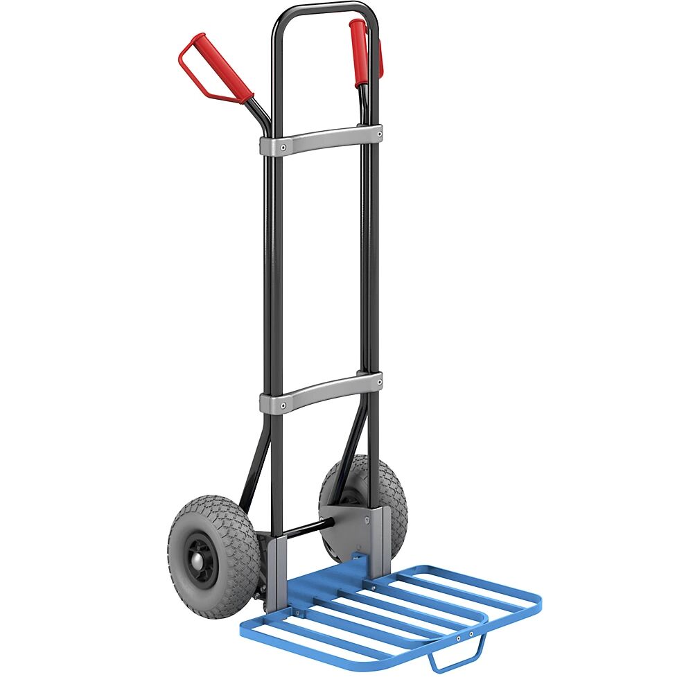 EUROKRAFTpro Sackkarre, schwarz Paketschaufel-BxT 430 x 450 mm, blau, mit Griff PU-Bereifung, ab 5 Stk