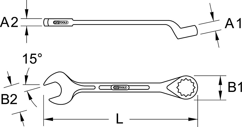 KS Tools Ringmaulschlüssel gekröpft Ring 70° gekröpft, 10° angewinkelt 2,7/16''