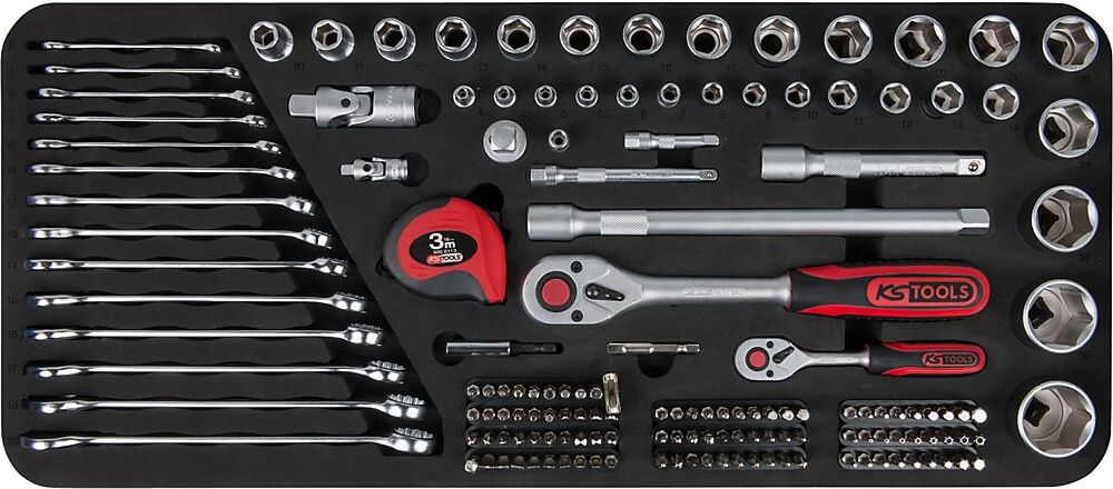 KS Tools TOOLBOX Steckschlüssel- und Ringmaulschlüssel-Satz 154 Teile Breite 620 mm