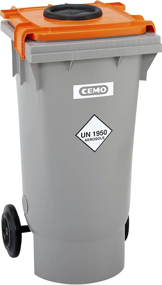 CEMO Spraydosen-Sammelbehälter fahrbar, Volumen 120 l HxBxT 960 x 498 x 554 mm