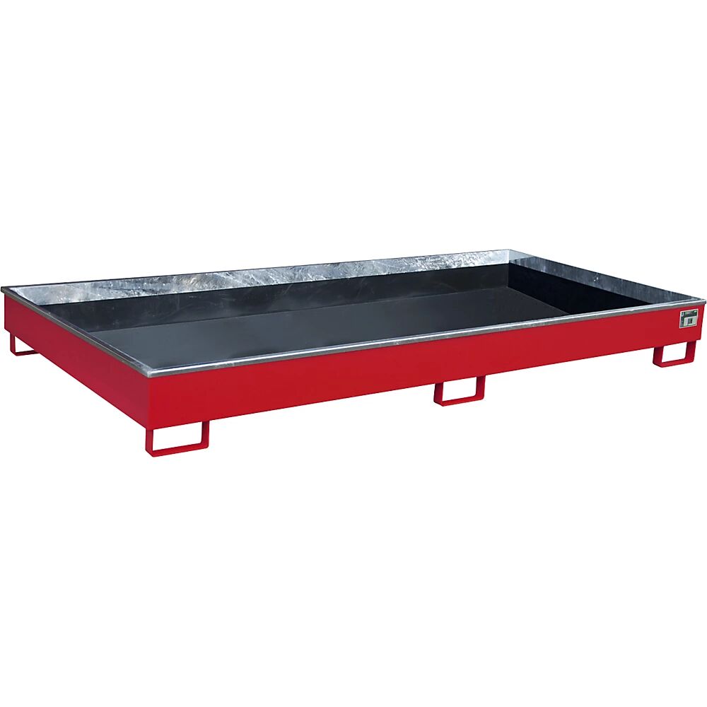 EUROKRAFTpro Regal-Bodenwanne PE-Einsatz, 240 l LxBxH 2665 x 1315 x 210 mm, rot