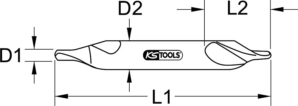 KS Tools HSS Zentrierbohrer Form R silber Ø D1/D2 6,3 mm / 15 mm