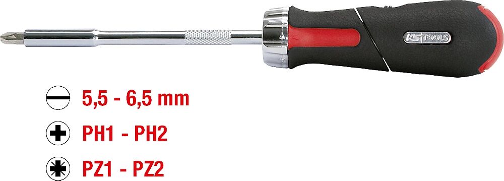 KS Tools 1/4'' Revolver-Ratschen-Bit-Schraubendreher Länge 260 mm 7 Teile