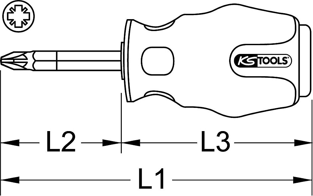 KS Tools ERGOTORQUEmax Schlagkappen-Schraubendreher, kurze Form PZ PZ 2