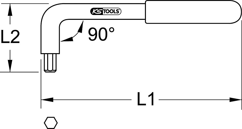 KS Tools Winkelstiftschlüssel mit Schutzisolierung Innensechskant 3 mm
