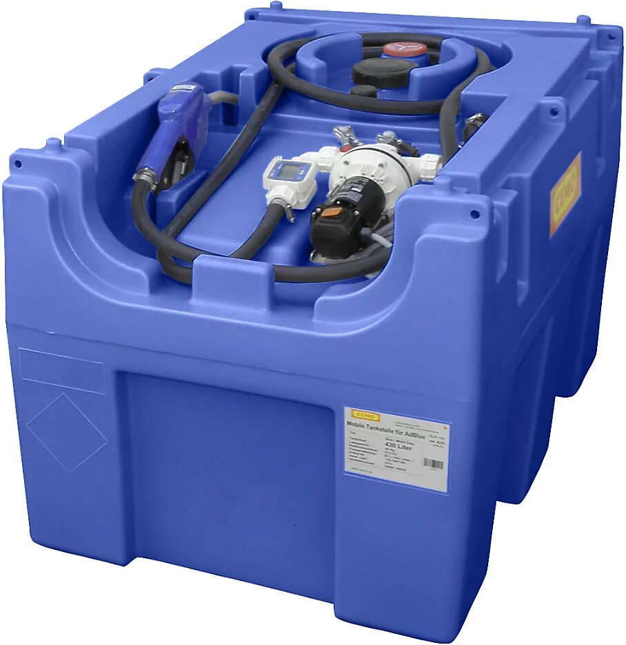 CEMO Tankanlage für AUS 32 (AdBlue®) Inhalt 430 l, mit Automatik-Zapfventil Elektropumpe 24 V, Breite 760 mm