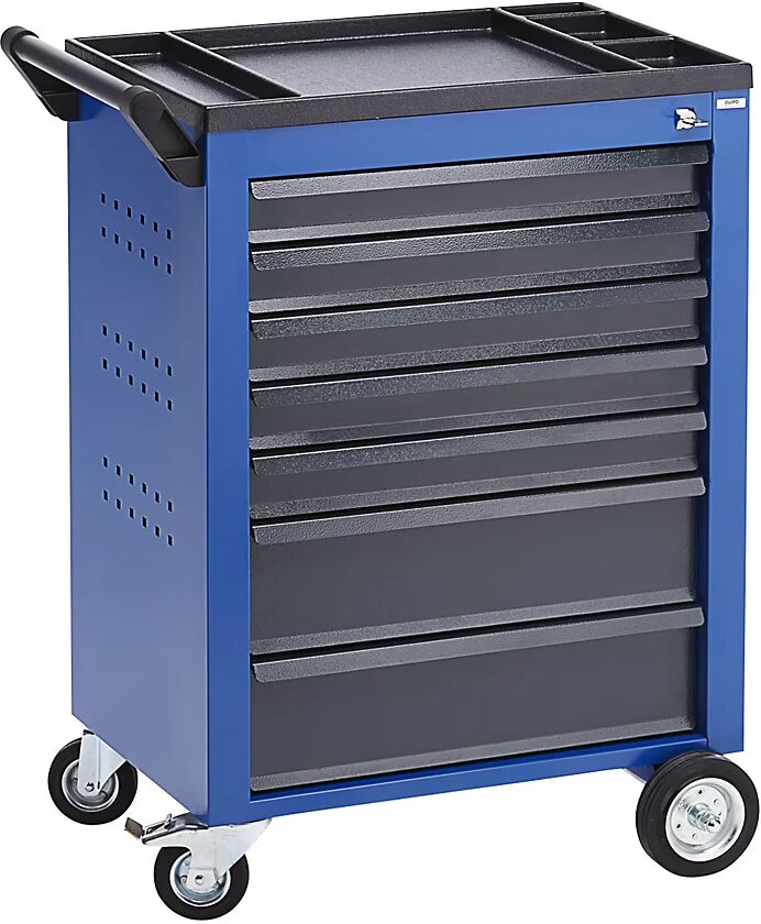 QUIPO Werkzeugwagen 7 Schubladen mit Einzelarretierung HxBxT 930 x 630 x 410 mm, blau