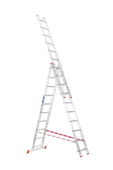 B2B Partner Hliníkový trojdílný výsuvný žebřík venbos hobby, 3x10 příček, 6,21 m