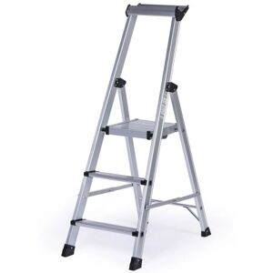 B2B Partner Einseitige Aluminiumtreppe mit Ablage, 1x3 Stufen, Höhe 0,68 m