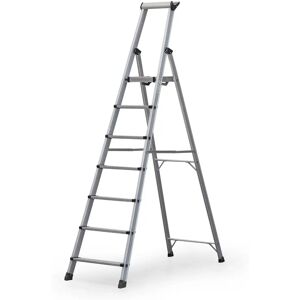 B2B Partner Einseitige Aluminiumtreppe mit Ablage, 1x7 Stufen, Höhe 1,68 m