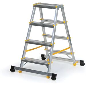 B2B Partner Podestleiter beidseitig aus Aluminium ALVE EUROSTYL mit Stabilisator, 2x4 Stufen, Höhe 0,84 m