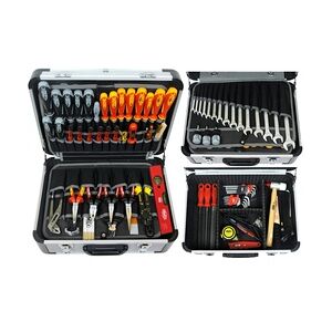 FAMEX 418-88 Profi Alu Werkzeugkoffer bestückt mit Werkzeug Set - PROFESSIONAL - 128-tlg.