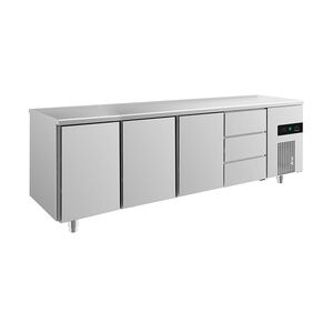 Gastro Kühltisch 3 Türen 3 Schubladen Umluftkühlung 2330x700x850mm -2/+8°C  632l