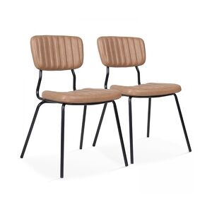 Oviala Business Satz von 2 Stühlen aus hellbraunem, beschichtetem Textilgewebe