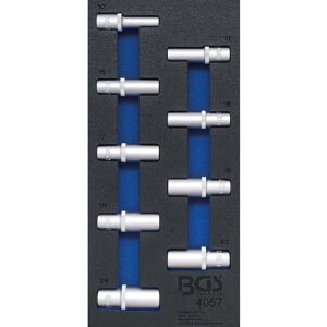 BGS TECHNIC Werkstattwageneinlage 1/3: Steckschlüssel-Einsätze Sechskant 12,5 mm (1/2) 10-24 mm tief 9-tlg.