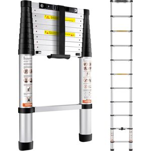 VEVOR 3,2m Teleskopleiter Rutschfester Klappleiter 48x9,5x76,5cm Stehleiter Ein-Knopf-Rückzug Mehrzweckleiter Aluminiumlegierung 170kg Belastbarkeit Ideal