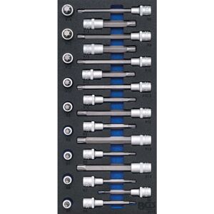 BGS TECHNIC Werkstattwageneinlage 1/3: Bit-Einsatz-Satz Antrieb Innenvierkant 12,5 mm (1/2) Keil-Profil (für ribe) 25-tlg.