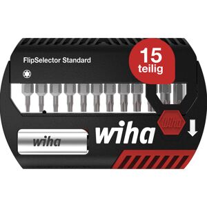 Bit Set FlipSelector 13 teilig i mit Gürtelclip i Standard 25 mm torx® i magnetischer Bithalter i Öffnen per Knopfdruck i 1/4 Zoll C6,3 (39056) - Wiha