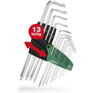 Stiftschlüssel Set mit ProStar Halter (39105) 13tlg. Torx Winkelschlüssel Satz Torxschlüssel T5+T6+T7+T8+T9+T10+T15+T20+T25+T27+T30+T40+T45 - Wiha