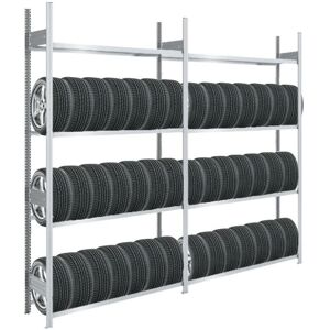 PROREGAL - QUALITÄTSREGALE MADE IN GERMANY Reifenregal tire pro Made in Germany HxBxT 250x300x43cm 4 Ebenen 150kg Fachlast Bis zu 14 Reifen pro Ebene Verzinkt - Verzinkt