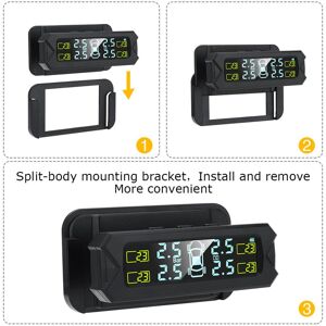 Tomtop Jms Reifendruckkontrollsystem, Kabelloses Solarenergie-Tpms Mit 5 Alarmmodi, Lcd Mit Automatischer Hintergrundbeleuchtung