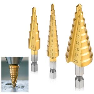 Outdeer 3pcs 3-12/4-12/4-20 Practical Step Drill Bit 118 Degree X Type Opening Easy To