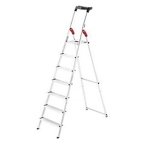 Stufen-Stehleiter Hailo L60 StandardLine, EN 131, mit Multifunktionsschale & Gelenkschutz, bis 150 kg, 7 Stufen